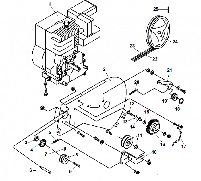 1 РЕМЕНЬ - ШКИВ - ДВИГАТЕЛЬ КУЛЬТИВАТОР CHAMPION BC6612H