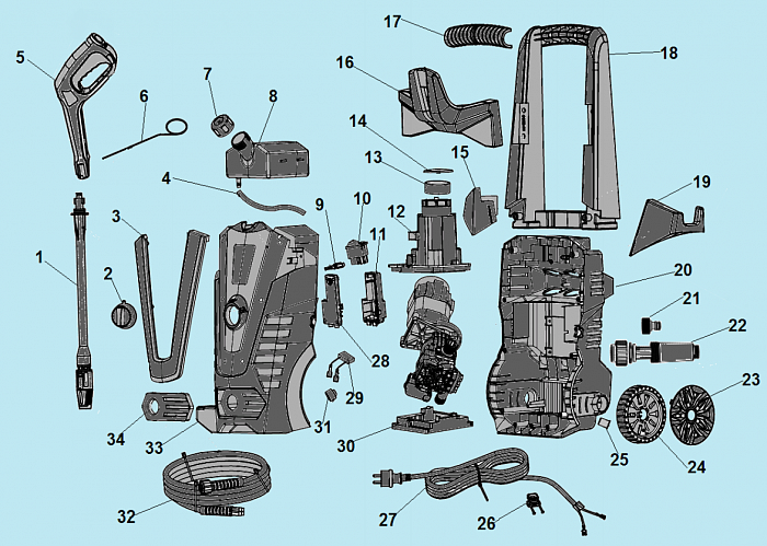 1 ШЛАНГ - ПИСТОЛЕТ МОЙКА CHAMPION HP5190